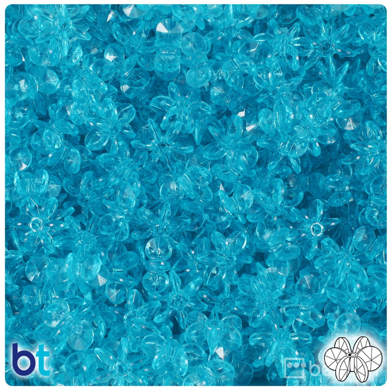 BeadTin Turquoise Transparent 12mm SunBurst Plastic Craft Beads (450pcs)